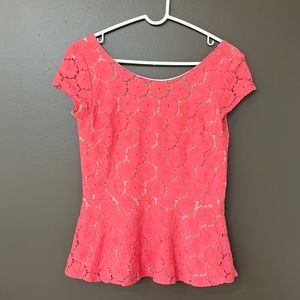 Lined Top, short sleeves, zip up back, pink, Target, Medium